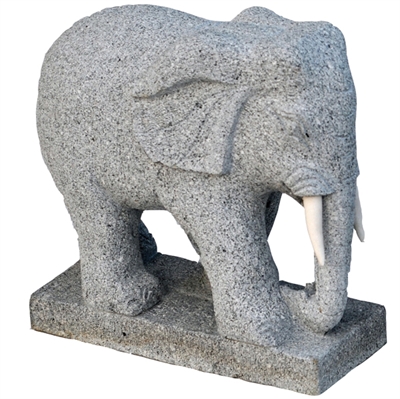 Elefant Höhe 90 cm, Granit hellgrau. 